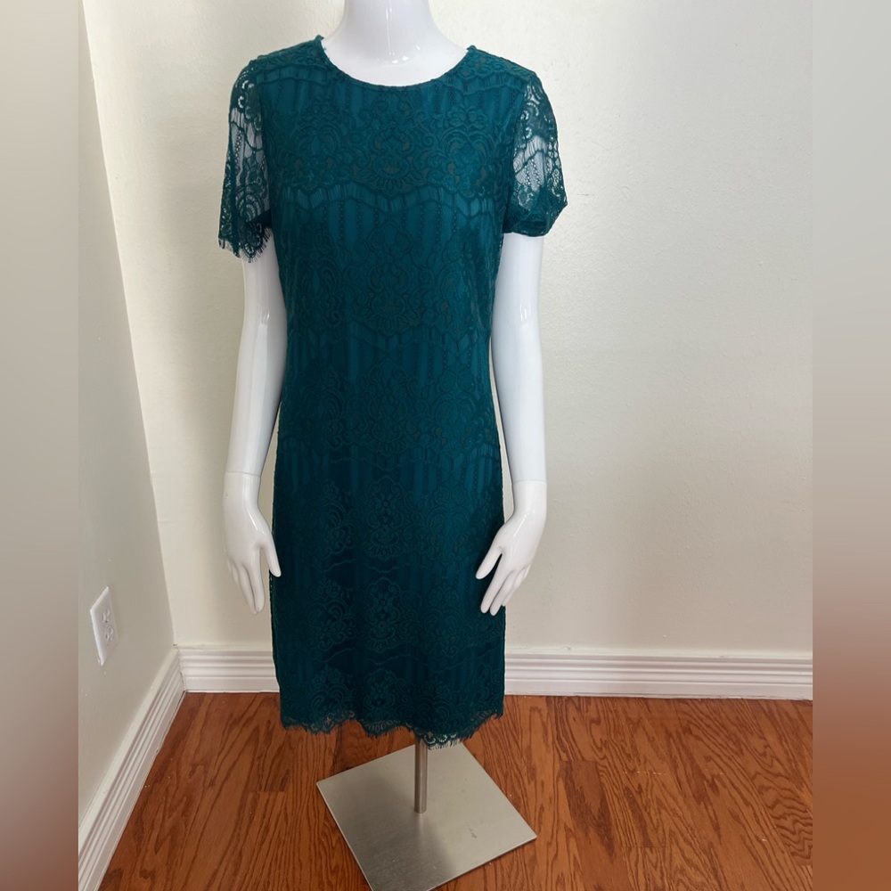 Kensie Elegant Teal Lace Midi Dress